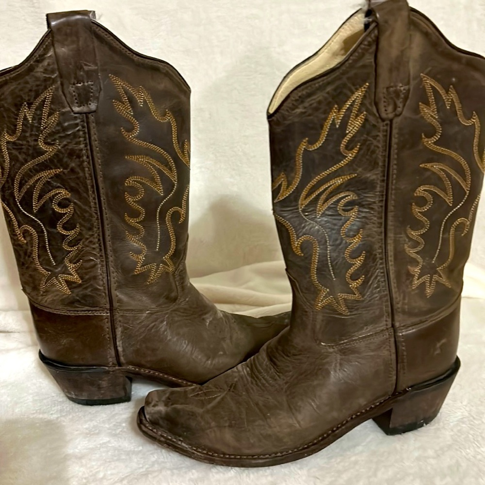 Leather old west cowboy work boots